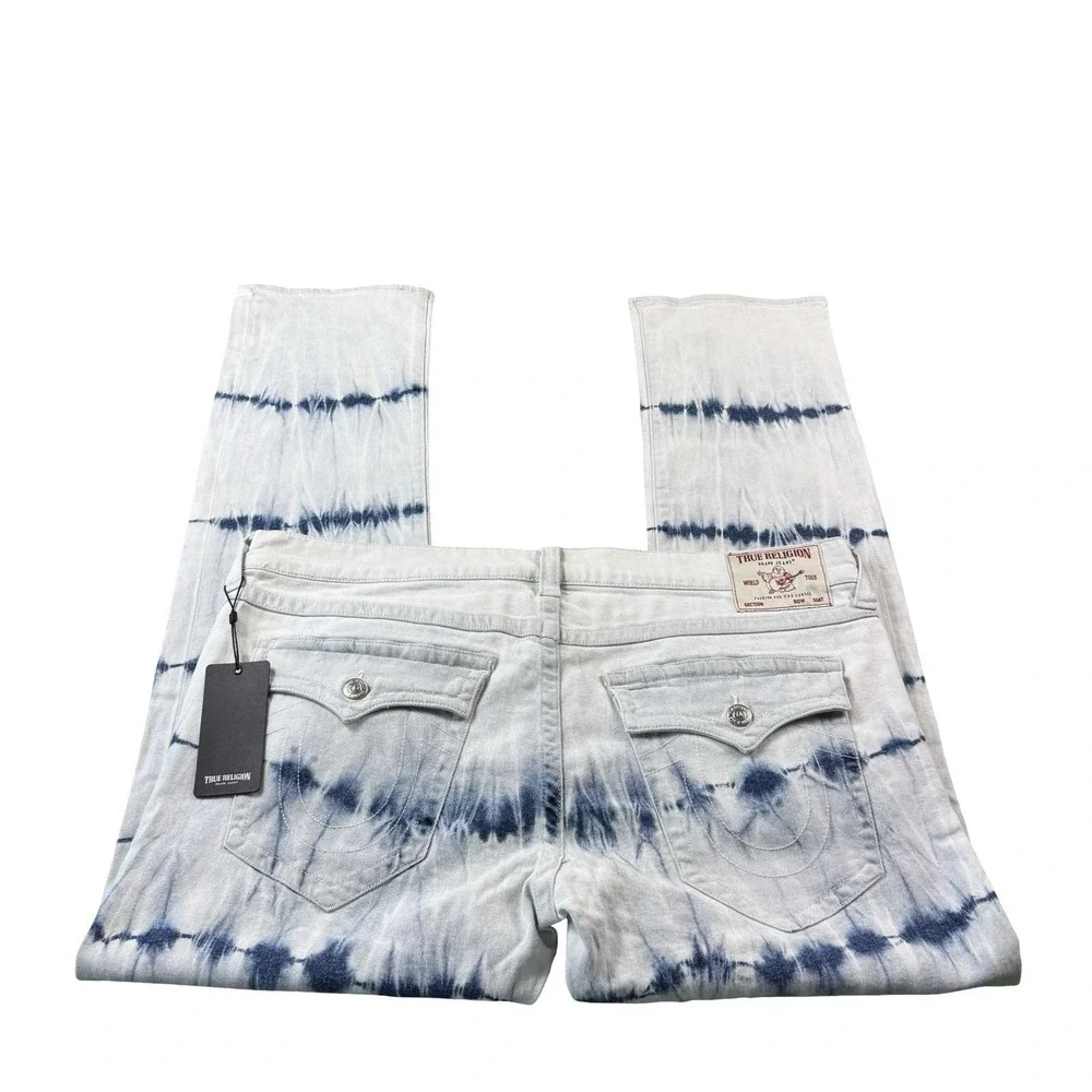 True Religion Ricky Flap SN Railroad Tie Dye Wash Mens Jeans Size 40x34 NWT